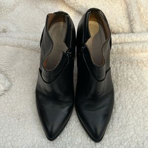 Black leather booties